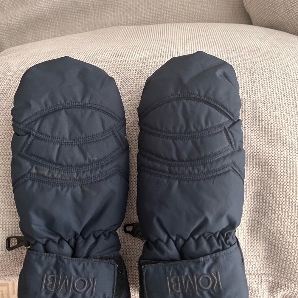 Men’s Navy Blue Kombi Ski Mitts – Waterproof, Fleece-Lined, Leather Palm